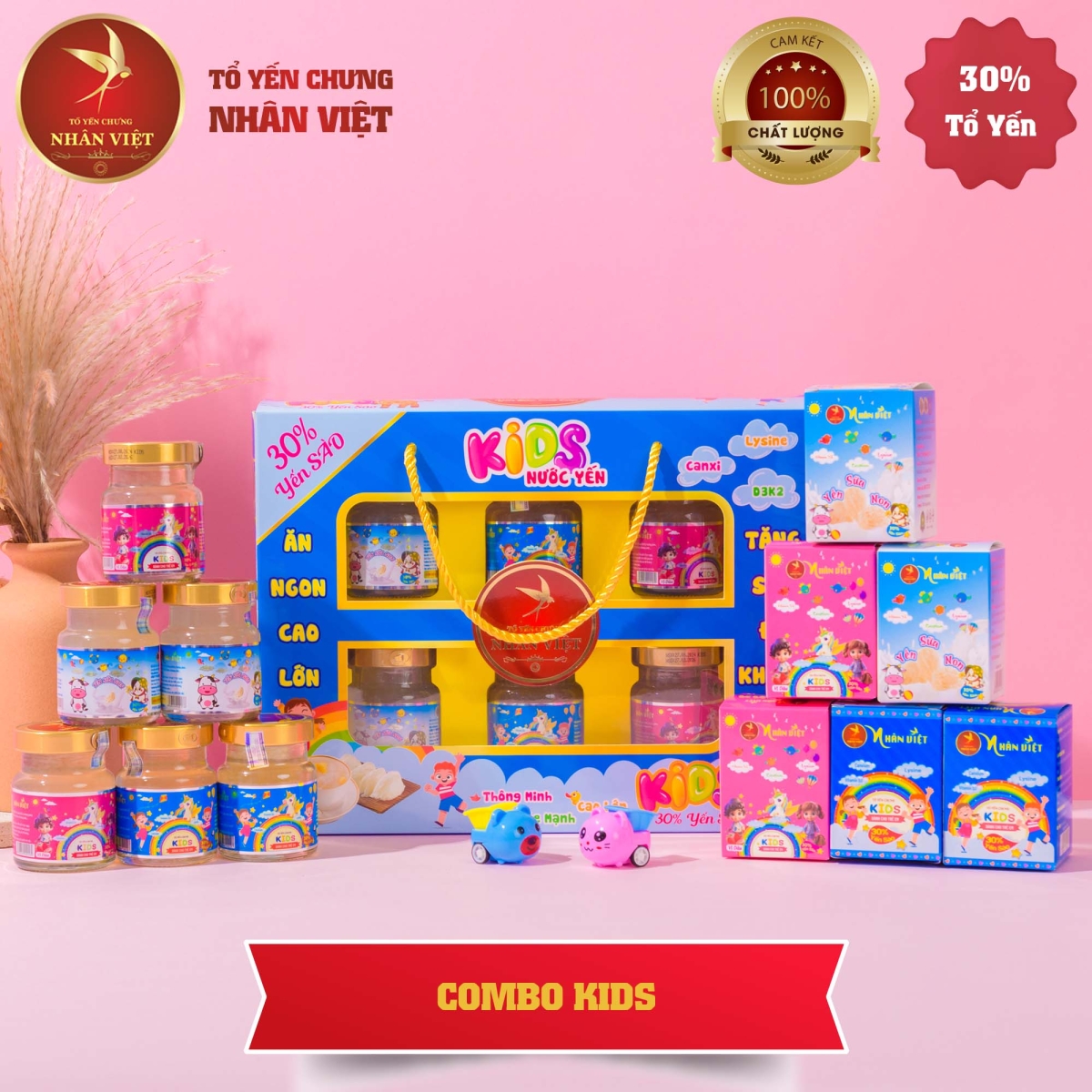 Bộ 3 Sản Phẩm Yến Sào Chưng Sẵn Cho Bé Nhân Việt Kids 30% Yến