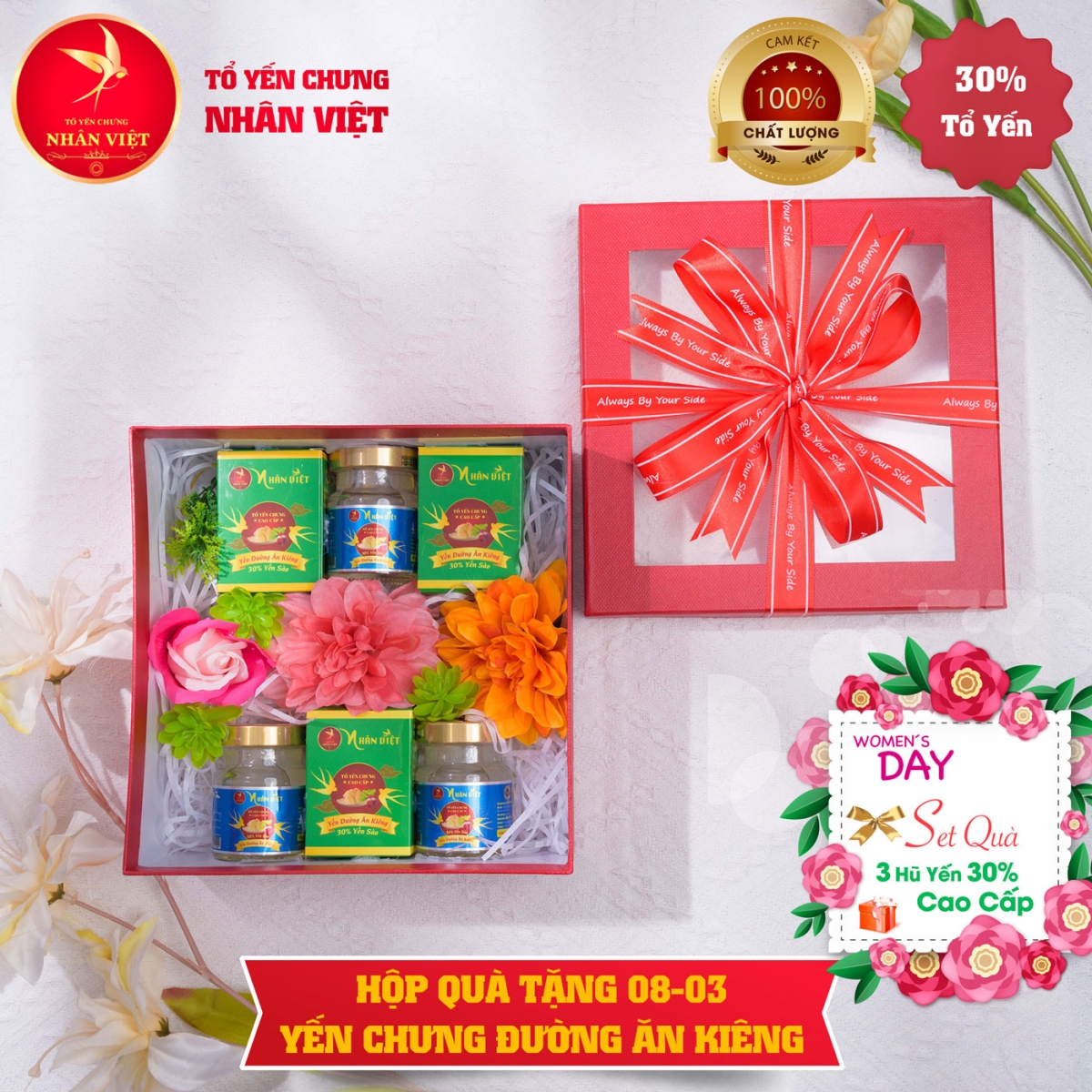 Hộp quà tặng 8/3 yến chưng đường ăn kiêng