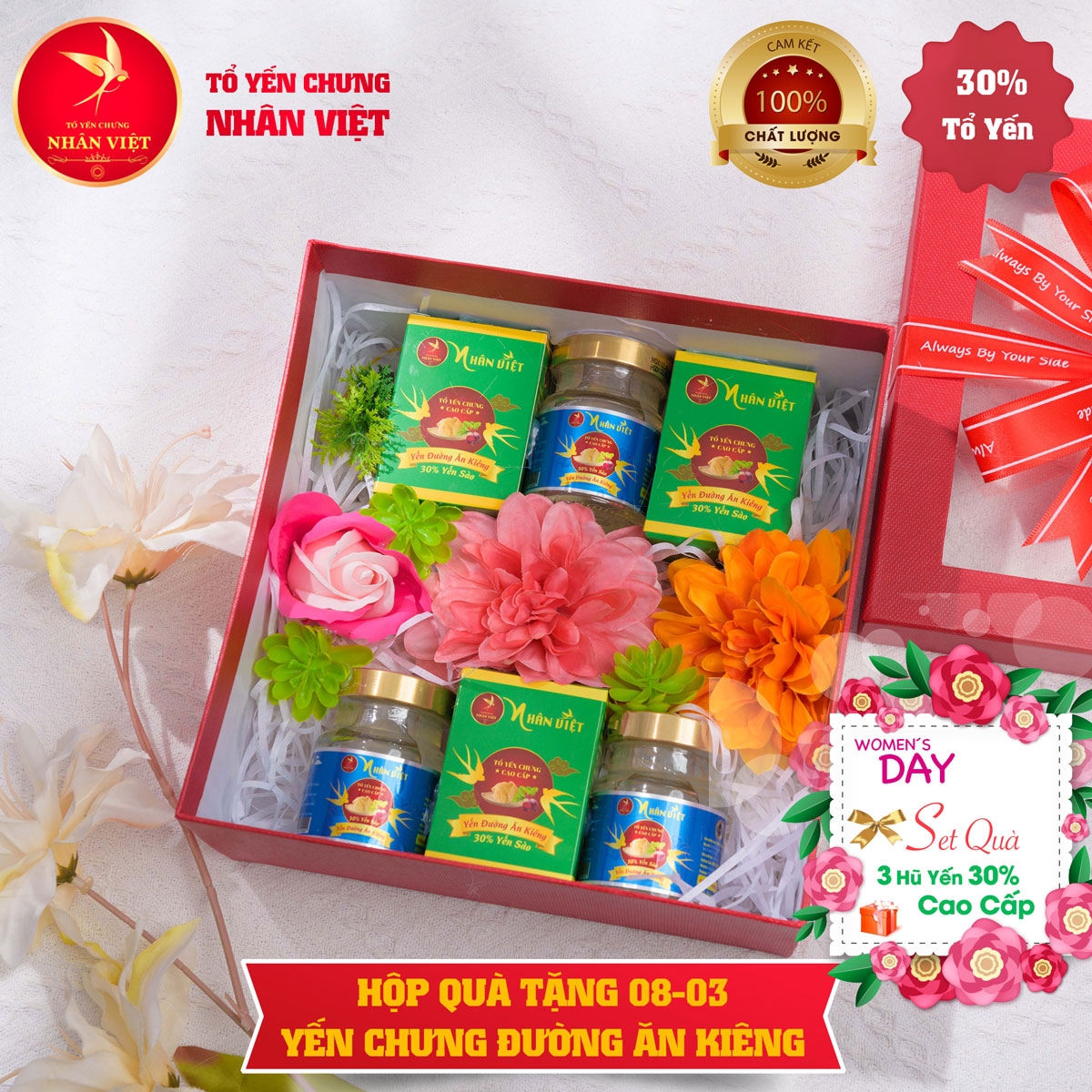Hộp quà tặng 8/3 yến chưng đường ăn kiêng