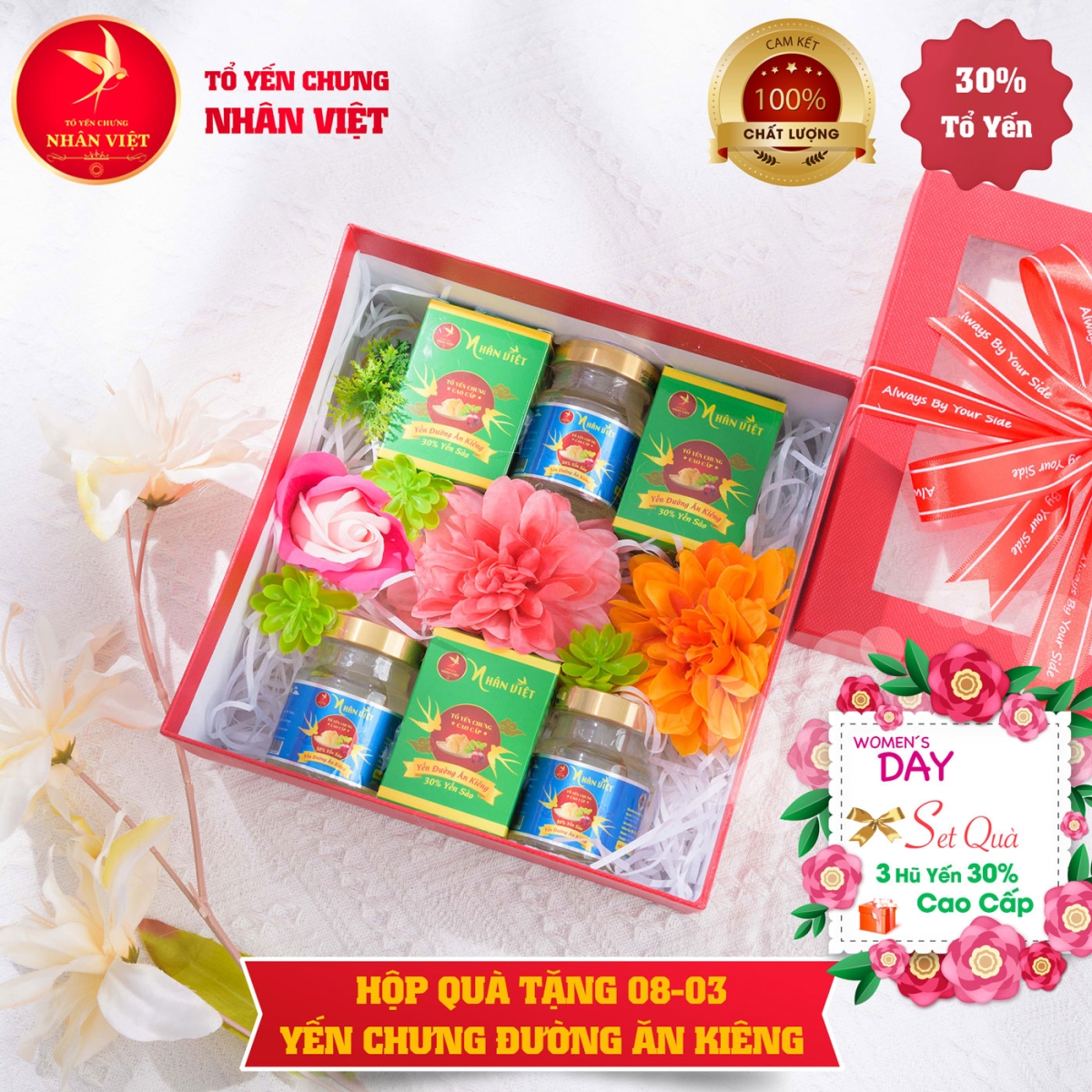 Hộp quà tặng 8/3 yến chưng đường ăn kiêng