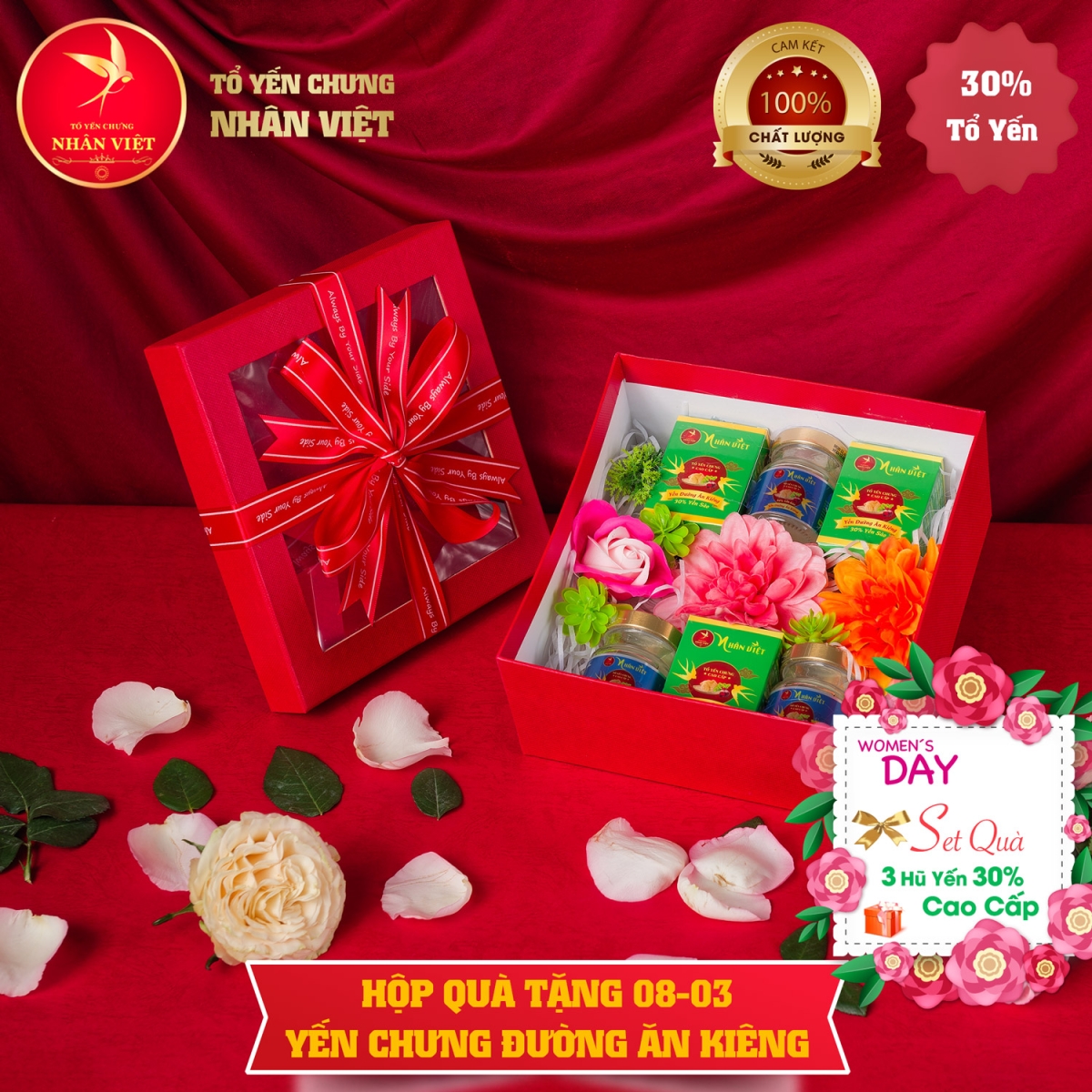 Hộp quà tặng 8/3 yến chưng đường ăn kiêng