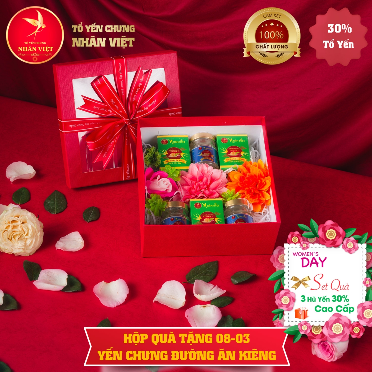 Hộp quà tặng 8/3 yến chưng đường ăn kiêng