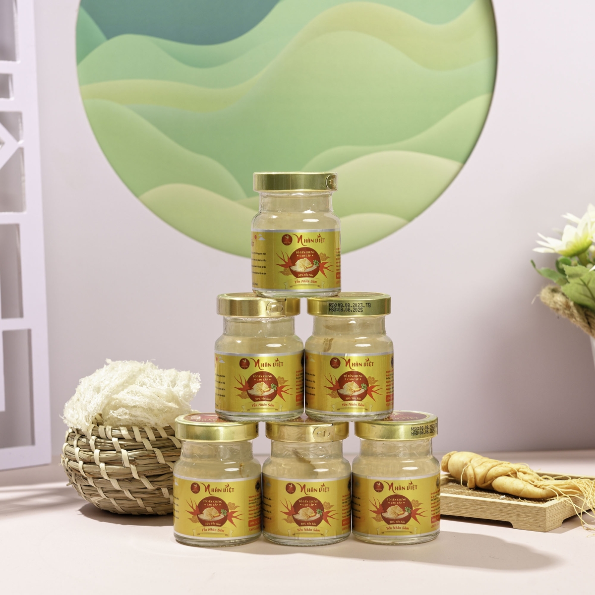 Lốc 6 Hũ Yến Sào Chưng Nhân Sâm Nhân Việt 30% Yến Hũ 70ml