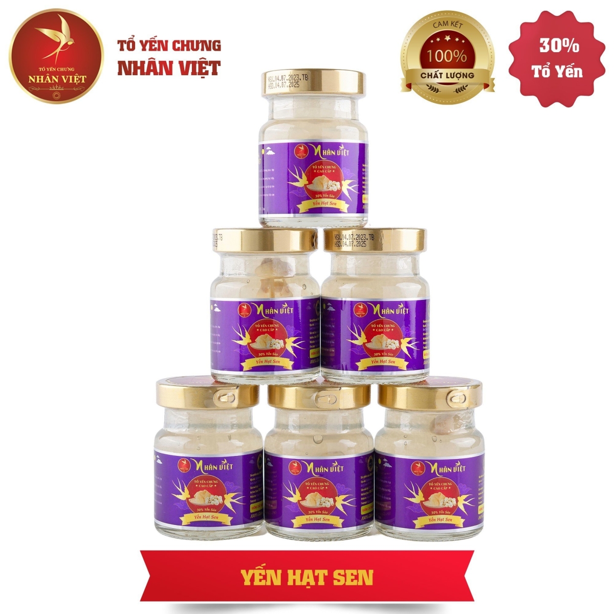 Yến Sào Chưng Hạt Sen Nhân Việt 30% Yến Hũ 70ml