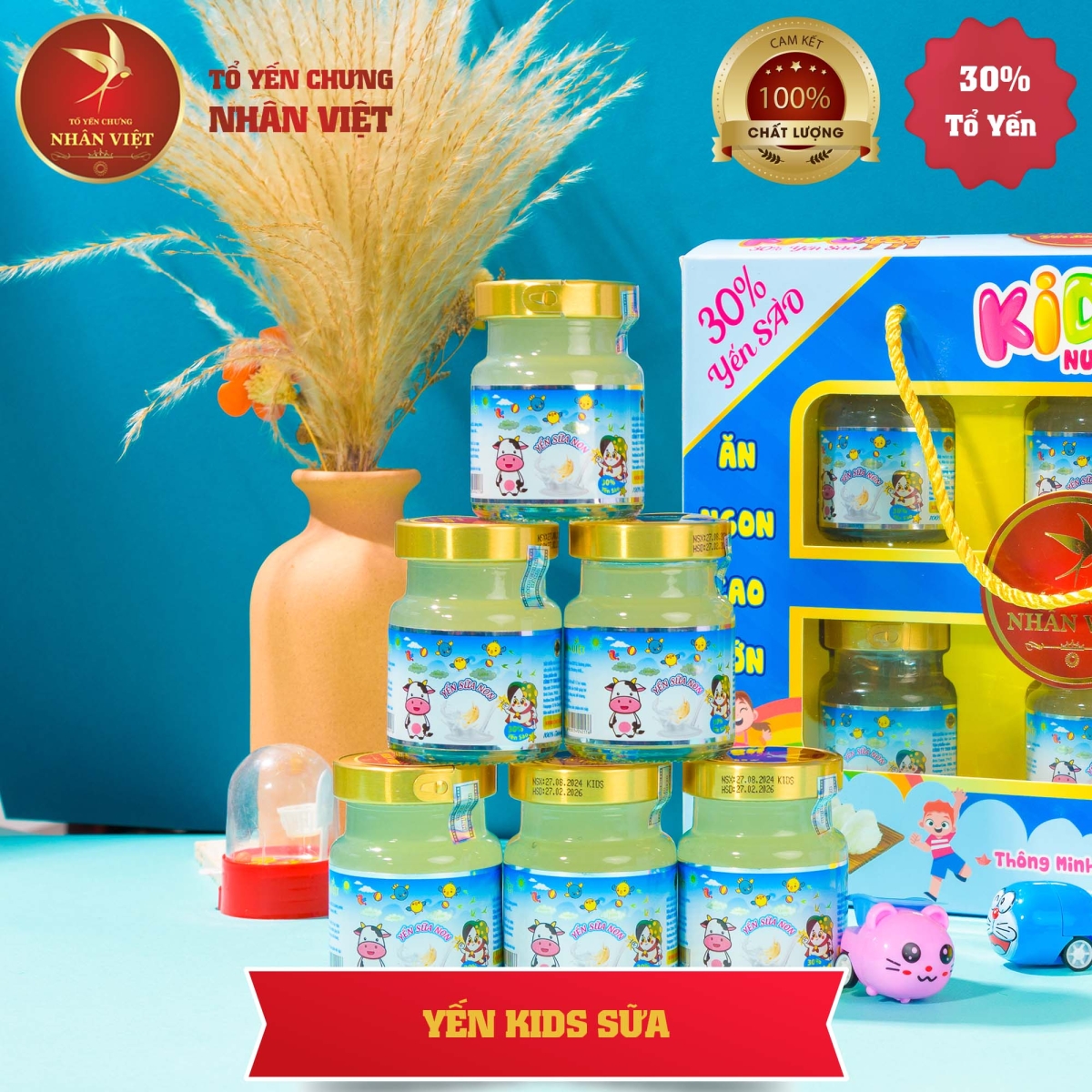 Lốc 6 Hũ Yến Sào Chưng SỮA NON Cho Bé Nhân Việt Kids 30% Yến Hũ 70ml