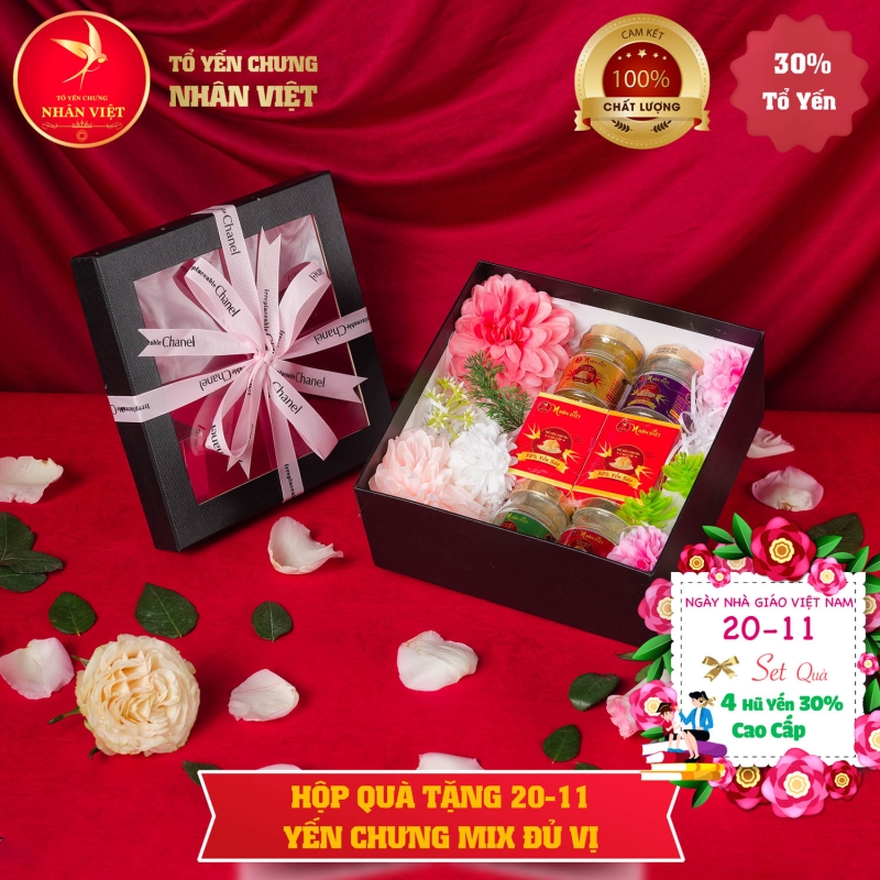 Hộp quà tặng ngày Nhà Giáo Việt Nam 20/11 yến chưng mix ĐỦ CÁC vị